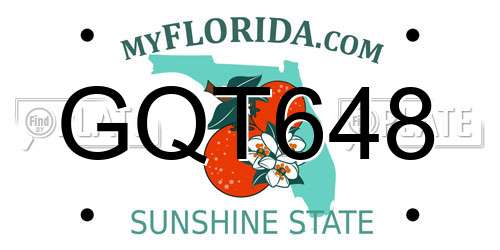 GQT648 Florida License Plate