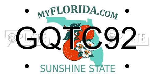 GQTC92 Florida License Plate