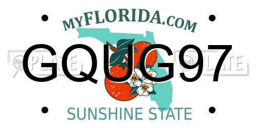 GQUG97 Florida License Plate