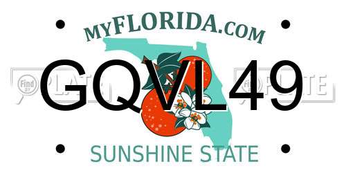 GQVL49 Florida License Plate