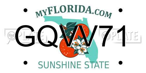 GQVV71 Florida License Plate
