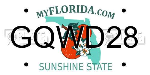 GQWD28 Florida License Plate