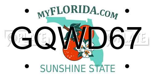 GQWD67 Florida License Plate