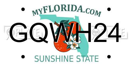 GQWH24 Florida License Plate