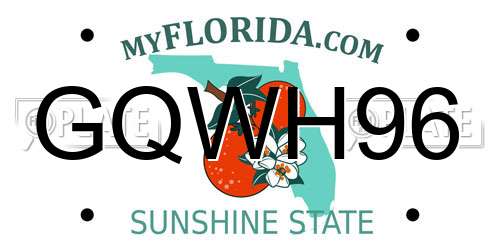 GQWH96 Florida License Plate