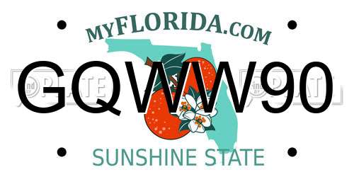 GQWW90 Florida License Plate