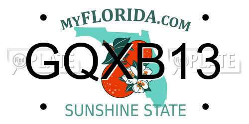 GQXB13 Florida License Plate