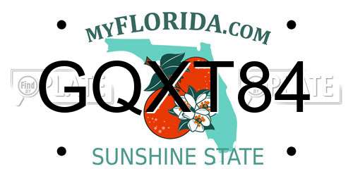 GQXT84 Florida License Plate