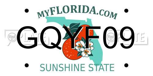 GQYF09 Florida License Plate