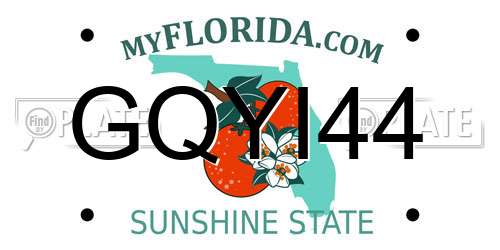 GQYI44 Florida License Plate