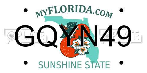 GQYN49 Florida License Plate