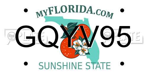 GQYV95 Florida License Plate