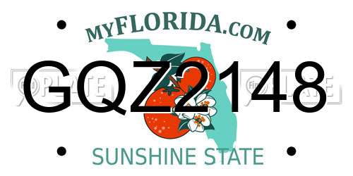 GQZ2148 Florida License Plate