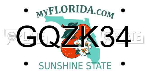 GQZK34 Florida License Plate
