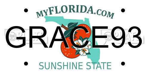 GRACE93 Florida License Plate