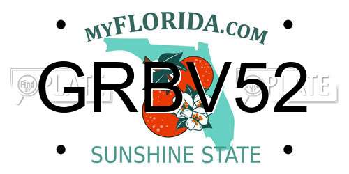 GRBV52 Florida License Plate