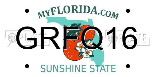 GRFQ16 Florida License Plate