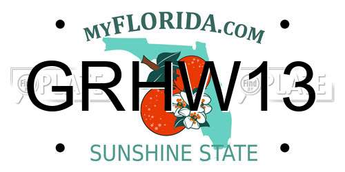 GRHW13 Florida License Plate