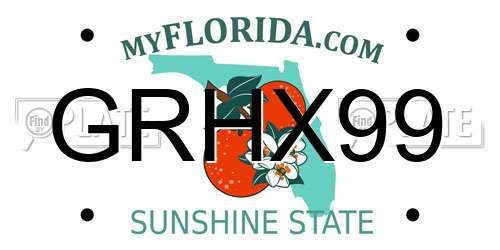 GRHX99 Florida License Plate