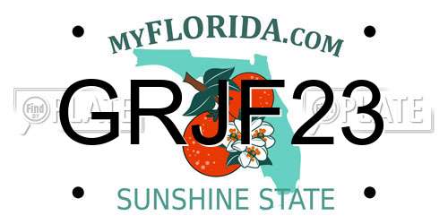 GRJF23 Florida License Plate