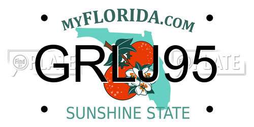 GRLJ95 Florida License Plate