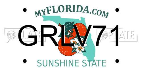 GRLV71 Florida License Plate