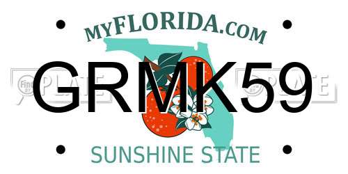 GRMK59 Florida License Plate