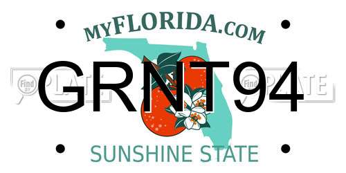 GRNT94 Florida License Plate