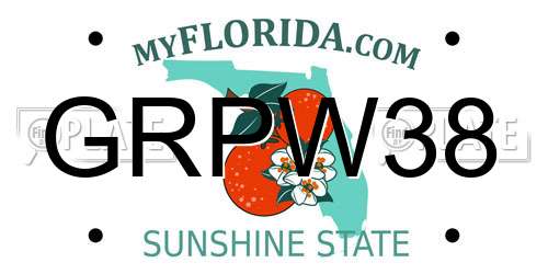 GRPW38 Florida License Plate