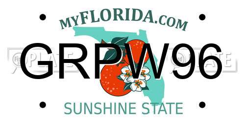 GRPW96 Florida License Plate