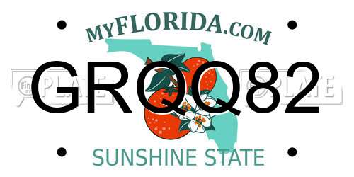 GRQQ82 Florida License Plate
