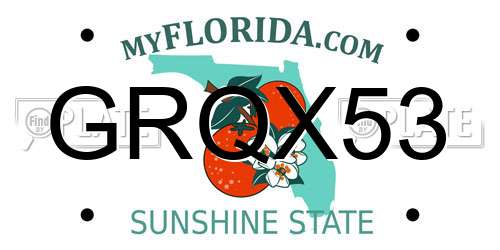 GRQX53 Florida License Plate