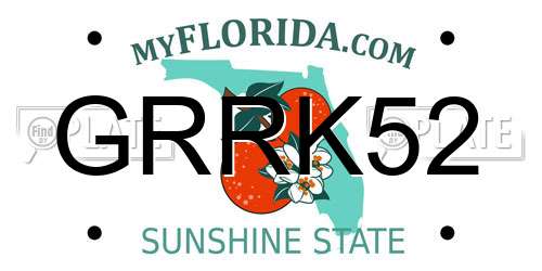 GRRK52 Florida License Plate