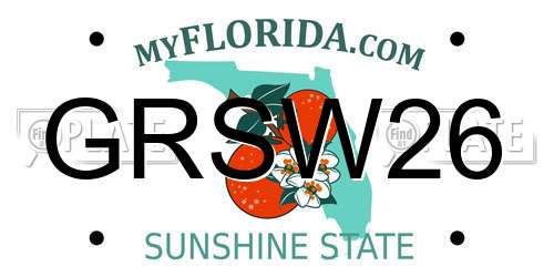 GRSW26 Florida License Plate