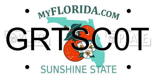 GRTSC0T Florida License Plate