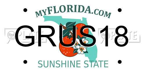 GRUS18 Florida License Plate
