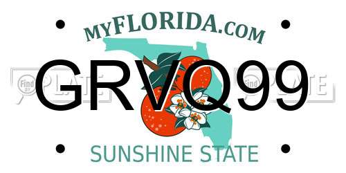 GRVQ99 Florida License Plate