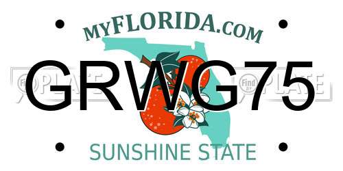 GRWG75 Florida License Plate