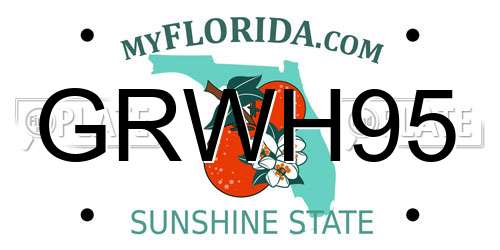 GRWH95 Florida License Plate