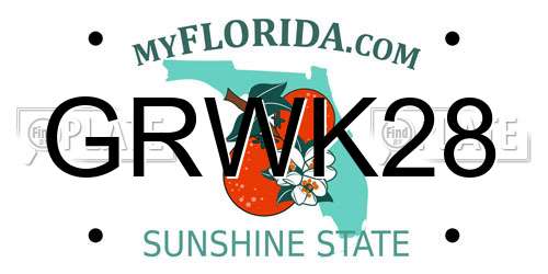 GRWK28 Florida License Plate