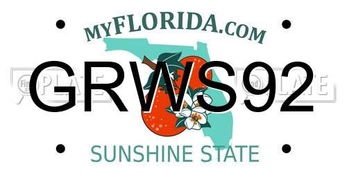 GRWS92 Florida License Plate