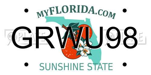 GRWU98 Florida License Plate