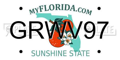 GRWV97 Florida License Plate