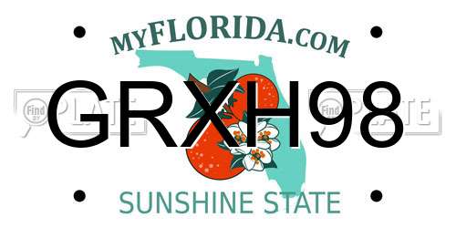 GRXH98 Florida License Plate