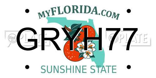 GRYH77 Florida License Plate