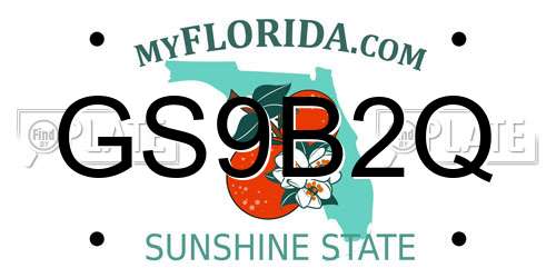 GS9B2Q Florida License Plate