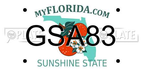 GSA83 Florida License Plate