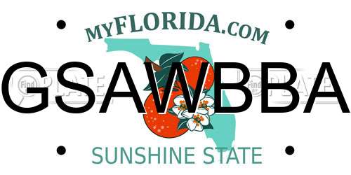 GSAWBBA Florida License Plate