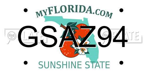 GSAZ94 Florida License Plate