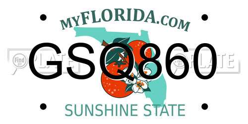 GSQ860 Florida License Plate